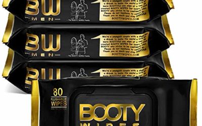 BOOTY WIPES for Men – 320 Flushable Wet Wipes for Adults, Man Wipes Infused with Vitamin-E & Aloe (320 Wipes Total – 4 Flip-Top Packs of 80) Hypoallergenic