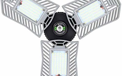 LED Garage Indoor Lights 8000 LM Flexed LED Garage Light Bulbs 80W CRI 85 Three Leaf Garage Light for Deformable Panels Tribright Led Garage Lighting