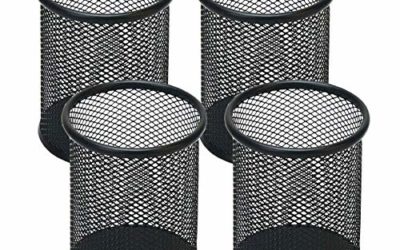 Snow Cooler Pen Holder Mesh Pencil Holder Metal Pencil Holder for Desk Office Pen Organizer Black, 4 Pack