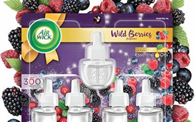 Air Wick Plug in Scented Oil 5 Refills, Wild Berries, Fall scent, Fall spray, (5×0.67oz), Essential Oils, Air Freshener, Packaging May Vary