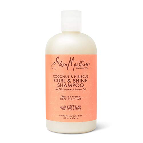 SheaMoisture Curl and Shine Coconut Shampoo for Curly Hair Coconut and Hibiscus Paraben Free Shampoo 13 oz