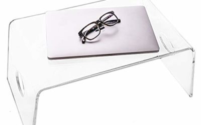 Acrylic Bed Tray with handles (21&rdquo; x 12&rdquo; x 9&rdquo;) – Clear Laptop Stand for Home Office, Lightweight Portable Lap Desk for Eating, Reading or Writing, Mobile Table for Bed & Couch/Sofa