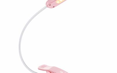 Vekkia Rechargeable-Book-Light-for-Reading-in-Bed, 3000K Warm 6 LED 3 Brightness Lamp (Pink)