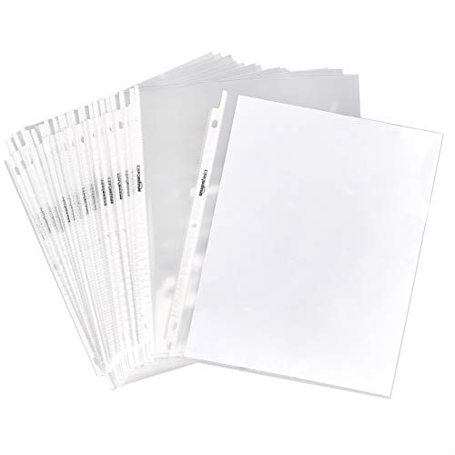 AmazonBasics Clear Sheet Protector for 3 Ring Binder, 8.5" x 11" – 100-Pack