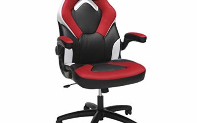 OFM ESS Collection Racing Style Bonded Leather Gaming Chair, in Red/White (ESS-3085-RED-WHT)