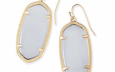 Kendra Scott Elle Drop Earrings for Women, Fashion Jewelry, 14k Gold-Plated, Slate Cats Eye