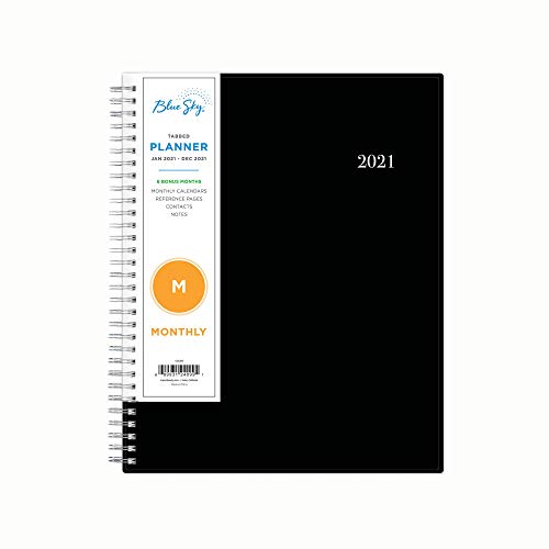 Blue Sky 2021 Monthly Planner, Flexible Cover, Twin-Wire Binding, 8" x 10", Enterprise (124099)