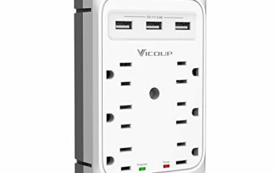 VICOUP Multi Outlet Extender, Multiple Outlet Wall Plug Surge Protector 1080J with 3 USB Ports (Smart 3.4A Total), USB Outlet Adapter Splitter for Home and Office, Dorm Essentials