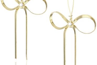 Betsey Johnson Large Gold Textured Bow Drop Earrings