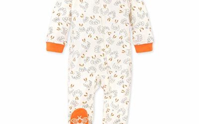 Burt's Bees Baby Baby Sleep & Play, Organic One-Piece Romper-Jumpsuit PJ, Zip Front Footed Pajama, Gobble Gobble, 3-6 Months