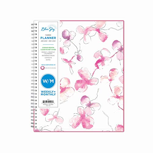 Blue Sky 2021 Weekly & Monthly Planner, Flexible Cover, Twin-Wire Binding, 8.5" x 11", Orchid (124095)