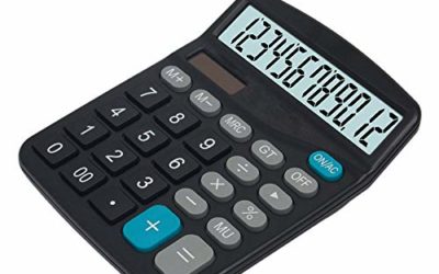 Calculator, Standard Function Desktop Calculator, Solar Battery Dual Power Basic Office Calculators, Black