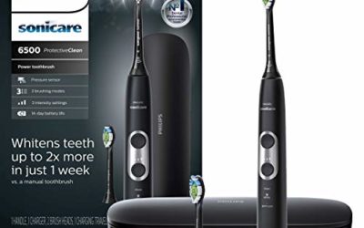 Philips Sonicare ProtectiveClean 6500 Rechargeable Electric Toothbrush with Charging Travel Case and Extra Brush Head, Black HX6462/08