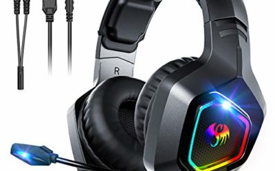 Gaming Headsets for PS4 Snoky, Over Ear Headphones with Noise Canceling Microphone RGB Light and Stereo Surround Sound, Compatible&nbsp;with PC, Xbox One, Laptop