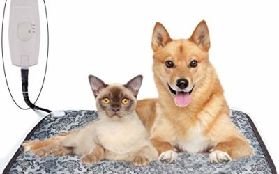 Homello Pet Heating Pad for Cats Dogs, Waterproof Electric Heating Mat Indoor, Adjustable Warming Mat, Pets Heated Bed with Chew Resistant Steel Cord (33 x 21)