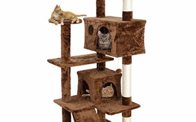 Nova Microdermabrasion 53 Inches Multi-Level Cat Tree Stand House Furniture Kittens Activity Tower with Scratching Posts Kitty Pet Play House (Brown)