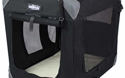 EliteField 3-Door Folding Soft Dog Crate, Indoor & Outdoor Pet Home, Multiple Sizes and Colors Available (42" L x 28" W x 32" H, Black)