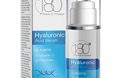 Hyaluronic Acid Serum w. Peptides + Vitamins C & E – Extra Strong – Ages 40 to 50 – Improved Tone & Elasticity – Concentrated Facial Serum for Plumper Smoother Skin – 180 Cosmetics
