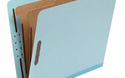 AmazonBasics Classification Folder- 100% Recycled, 2 Dividers, 2" Embedded, Letter, Light Blue, 10 per Box