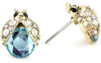 Betsey Johnson "Iconic Enchanted Garden" Crystal Bug Stud Earrings