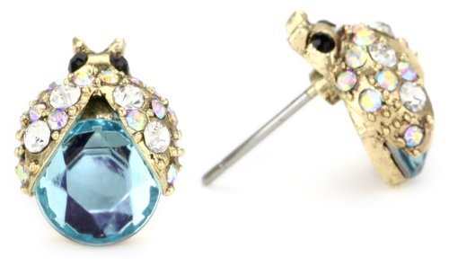 Betsey Johnson "Iconic Enchanted Garden" Crystal Bug Stud Earrings