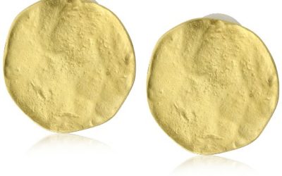 Kenneth Jay Lane Large Satin Gold Coin Button Clip Earrings