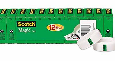 Scotch Magic Tape, 12 Rolls, Numerous Applications, Invisible, Engineered for Repairing, 3/4 x 1000 Inches, Boxed (810K12)