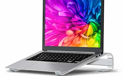 Laptop Stand for Desk, SOQOOL Computer Stand Riser for Desk,Ventilated Ergonomic Aluminum Notebook Stand Compatible with MacBook Air Pro Dell XPS HP 11 14 15.6 17.3 Inch Silver Work from Home