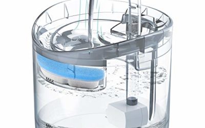 Lu&Ba Pet Water Fountain, Cat Water Dispenser with Double Filter Transparent Water Tank Automatic Cat Drinking Fountains Adjustable Water Flow Setting Water Feeder for Cats and Small Dogs