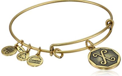 Alex and Ani Rafaelian Gold-Tone Initial "X" Expandable Wire Bangle Bracelet, 2.5"