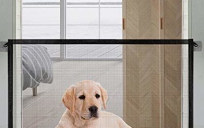 Magic Dog Gate -Queenii Pet Baby Safety Guard Gate, Portable Folding Mesh Magic Gate Baby Safety Gates Install Anywhere, Safety Fence for Hall Doorway Wide 41.2"-Black