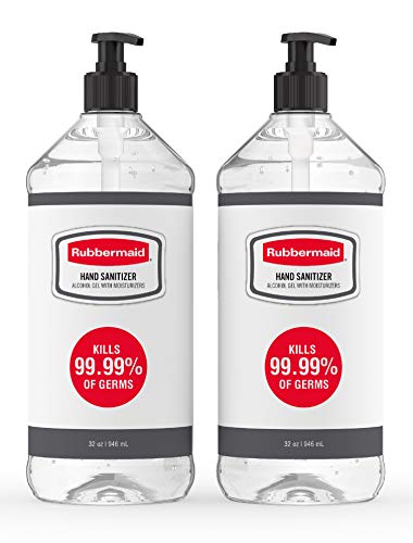 Rubbermaid Gel Hand Sanitizer, Alcohol-Based, Pack of 2 Bottles, 32 Ounces Each, 2140739