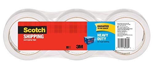 Scotch Heavy Duty Shipping Packaging Tape, 1.88" x 38.2 Yards, 3" Core, Clear, Great for Packing, Shipping & Moving, 3 Rolls (3850S-3)