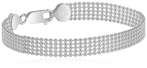 Amazon Collection Sterling Silver Five-Row Shot Bead Chain Bracelet, 8"