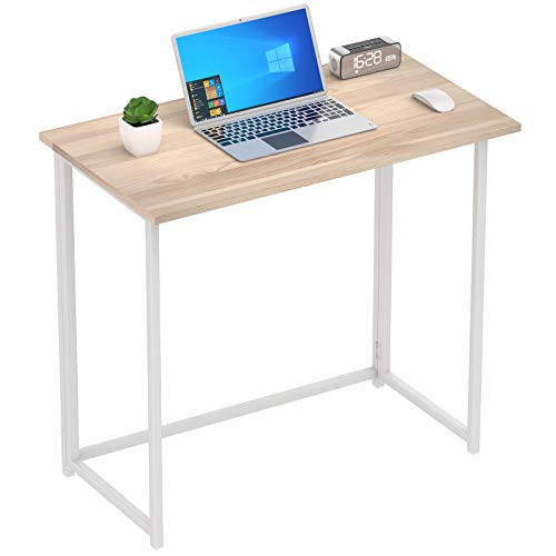 NOBLEWELL Folding Desk No Assembly Small Foldable Computer Desk, Home Office Writing Desk for Small Space, Natural