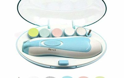 Electric Nail File Drill for Baby No Sharp Claws Hurt, 6 in 1 Safety Cutter Trimmer Clipper for Toes and Fingers (Blue)