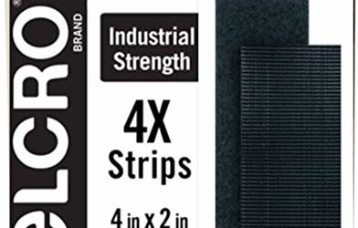 VELCRO Brand Heavy Duty Fasteners | 4×2 Inch Strips 4 Sets | Holds 10 lbs | Stick-On Adhesive Backed | Black Industrial Strength | For Indoor or Outdoor Use