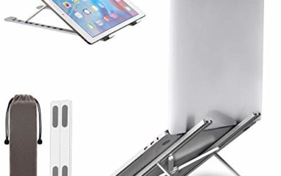 Laptop Stand, BY4U Laptop Holder Riser Computer Tablet Stand Aluminum 9-Angles Adjustable, Foldable Portable Desk Holder Compatible with MacBook,iPad, HP, Dell, Lenovo, More 7-17&rdquo; Laptops (Silver)