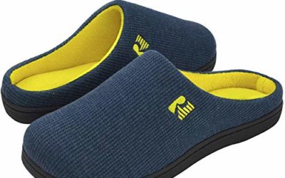RockDove Men's Original Two-Tone Memory Foam Slipper, Size 11-12 US Men, Blue/Maize