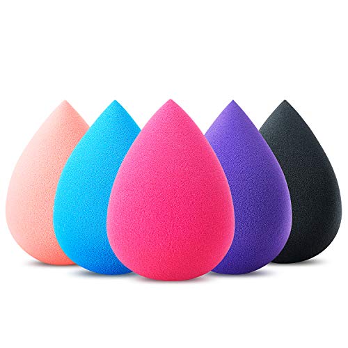 Hygea Beauty Makeup Sponge Blender Set of 5 – Non Latex, Soft, Multi-colored Foundation Blending Sponges for Cream, Powder and Liquid