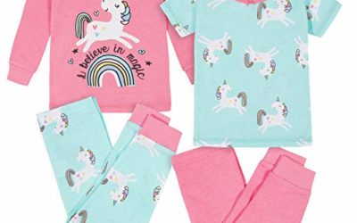 Gerber Baby Girls' 4-Piece Pajama Set, Unicorn Magic Pink, 4T