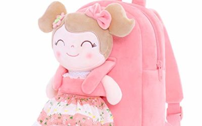 Gloveleya Toddler backpack Baby Girl Gift Plush Bag Diaper Bag with Spring Girl Doll Pink 9 Inches