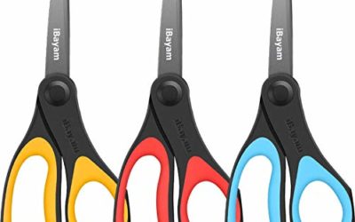 Scissors, iBayam 3 Pack 8" All-Purpose Titanium Non-Stick Scissors, Comfort Grip Sharp Nonstick Scissors for Office School Home General Use Art Craft Classroom DIY Supplies Cutting Tape Adhesive Vinyl