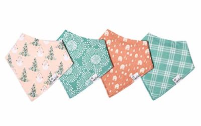 Baby Bandana Drool Bibs for Drooling and Teething 4 Pack Gift Set “Jane” by Copper Pearl