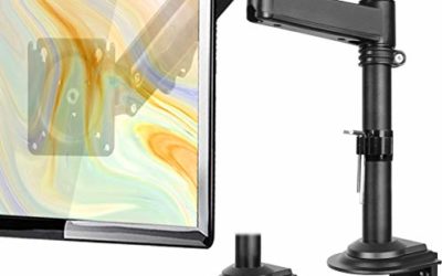 ErGear Single Monitor Desk Mount Stand, Adjustable Gas Spring Monitor Arm Mount Swivel Articulating with C Clamp Grommet Mounting for Most 22-34 Inch Flat Curved Monitors, Hold up to 26.5lbs