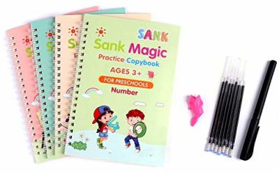 Sank Magic Practice Copybook for Kids – The Print Handwiriting Workbook-Reusable Writing Practice Book （Four Books with Pen）