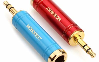 MOBOREST 3.5mm Male to 6.35mm Female Stereo Pure Copper Adapter, 1/8 Inch Plug to 1/4 Inch Jack Stereo Adapter, Can be Used Conversion Headphone adapte, amp adapte, Fashion 1Red+1Blue