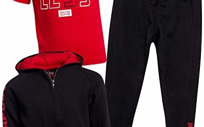 TapouT Baby/Toddler Boys' Active Playwear Set – Sweatshirt, Sweatpants, and T-Shirt, Size 3T, Black