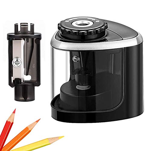 Pencil Sharpener Electric Pencil Sharpeners, Portable Pencil Sharpener Kids, Blade to Fast Sharpen, Suitable for No.2/Colored Pencils(6-8mm)/School Pencil Sharpener/Classroom/Office/Home (Black)