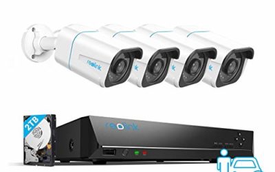 Reolink 8CH 4K Security Camera System H.265, 4pcs 8MP Person/Vehicle Detection Smart Wired Outdoor PoE IP Cameras, 8MP 8-Channel NVR with 2TB HDD for 24/7 Recording, RLK8-810B4-A